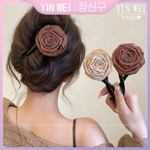 YIN WEI กิ๊บติดผมดอกไม้สไตล์จีนใหม่สำหรับผู้หญิงกิ๊บปากเป็ดรูปดอกกุหลาบแห้งคลิปบิดบิดหัวเข็มขัด