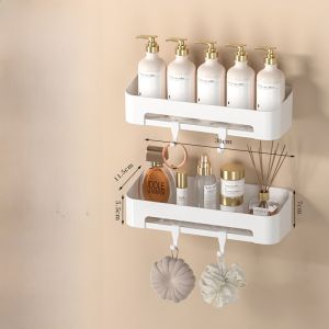 Bathroom Wall Mounted Triangle Storage Rack No Drilling Required Toilet Wash Basin Organizer Plastic Corner Shelf Holder