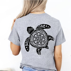 Sanrio | Womens Turtle Print T-Shirt Short Sleeve Camping Print Clothing Womens T-Shirt Top Womens T-Shirt Top Graphic T Shirts