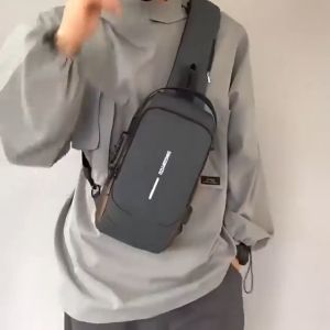 CC CONCEPT Anti-theft Men Sling Bag Waterproof Crossbody Bag Shoulder Chest Rider Bag USB Zip Lock Man Beg Silang Lelaki