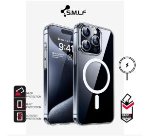 SMLF Clear MagSafe Anti-Yellow Case For iPhone 16 Pro Max 15 Pro Max 14 Pro Max 13 Pro Max 12 Pro Max 15 Plus 14 Plus Transparent Thin Bumper Cover Shockproof Military-Grade Casing