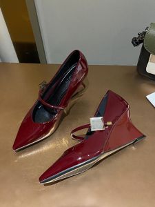 Womens Fashion Single Shoes Spring 2025 High Heel Platform Padded Leather Ankle Strap Evening Shoes Metal Buckle Pointed Toe