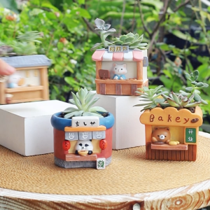 PlantList 🎍Cartoon Cat Succulent Flower Pot Cute Resin Plants Desktop Decoration