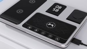 4 in 1 Wireless Charger Suitable For Apple Phones Watches Headphones Fast Smart Touch Desktop Clock Lights