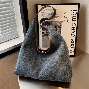 Denim Commuter Bag Womens 2025 New Lazy Style Large Capacity Underarm Single Shoulder High-End Tote Bag Casual Simple Style