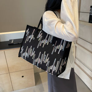 OUDENGPAI | Large Capacity Canvas Tote Bag Womens Handheld Shopping Bag Commuting Traveling Outdoors Mommy Bag Hardness Trendy Style