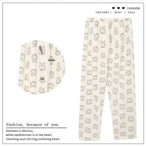 Plaid Sleep Pants Womens Style Thin Cotton Long Trousers Spring Autumn Loose Comfortable Outdoor Walking Home Pants