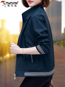 TUCANO Ladies Short Baseball Jacket Loose Fashionable Versatile Spring Autumn New Style Woodpecker Ladies Premium Outerwear