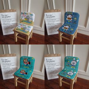 Cute Cartoon Velvet Chair Pad Integrated Design Nursery Boys Chair Cushion Four Season Use Plush Material Home Decor