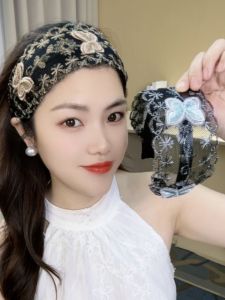 Mùa Hè 2025 Mới Ruy Băng Tóc Thêu Ren Cho Phụ Nữ Phụ Kiện Tóc Lưới Che Tóc Trắng Viền Rộng Thời Trang Thanh Lịch