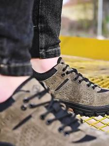 DINGGU | Mens Winter Breathable Anti-puncture Safety Toe Soft Sole Wear-resistant Lightweight Work Safety Shoes