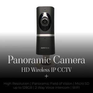 SAFETECH Home Security System Panoramic CCTV Camera HD Wireless IP | Two-way Voice Intercom Motion Detection Micro SD