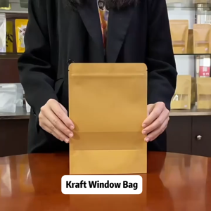 Kraft Window Bag | Matte Food Grade Zipper Pouch | Resealable Food Pouch | Ziplock | Party Gift Kraft Zipper Bag for Food | Food Storage Bag | Reusable Bag | Zip Bag