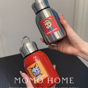 Portable Outdoor Pocket Cup Small Fat 304 Stainless Steel Double Layer Insulated Mug with Carry Ring Home Use