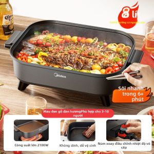 Midea | Nồi Điện Đa Năng Gia Đình Cho Nướng Cá và Thịt Hấp Luộc Chiên