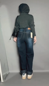 Celana Jeans Kulot Wanita Pinggang Tinggi Casual Baggy - Gombrong Casual Gaya Korea