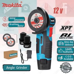 Makita 12V Mini Cordless Angle Grinder Brushless Cutter portable 80mm 3" Polishing Machine With 2 Batteries