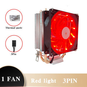 2 Heat Pipes CPU Air Cooler Red Light PC Radiator For Intel LGA 775 1366 1151 1155 1200 1700 2011 X79 X99 AM5 AM3 AM4 Ventilador