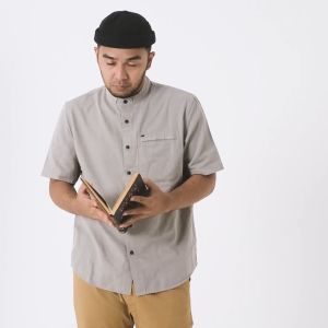 M Gee Baju Muslim Koko Pria Lengan Pendek Mgee AZKA C074 Light Gey