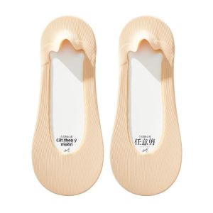 OULIANNIAO | Summer Ice Silk Invisible Cotton Anti-slip Thin Heel Boat Socks Womens Low Cut High Heels Socks Breathable Comfortable Cotton