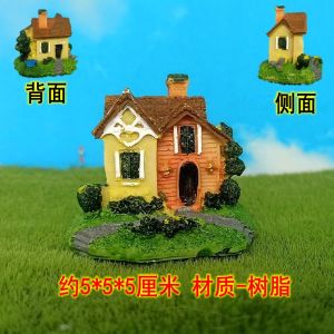 Rural Villa Yard Small House Decoration Grass House Mongolian Tent Miniature Mountain Landscape Car Interior Decoration Resin Craft