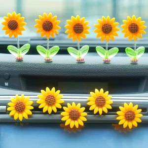 5Pcs Hướng Dương Xe Oranment mới dễ thương Mùa Xuân Lắc Hoa Decal Bảng Điều Khiển Cửa Sổ gương chiếu hậu Nhãn dán trang trí Tự Động Phụ Kiện