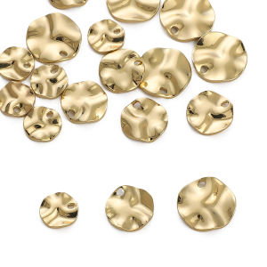2pcs 8-12mm 14K Gold Plated Brass Wrinkled Wave Disc Pendant For DIY Earring Necklace Bracelet Jewelry Making