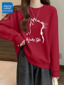 Jeanswest | Red Round Neck Loose Fit Hoodie