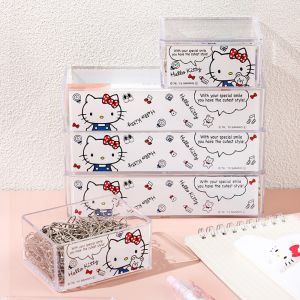 Genuine Sanrio Hello Kitty My Melody Acrylic Organizer Kawaii Anime Transparent Cosmetic Storage Box Desktop Tray Gifts