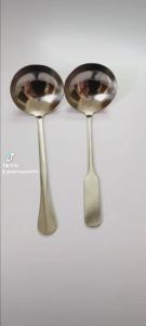 Muôi múc canh vá chan canh môi chè cán quạt inox không gỉ cán dày sáng bóng