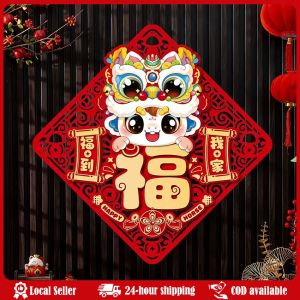 Chinese Spring Festival Couplets 2026 Year of The Horse Wall Stickers New Year Door Window Stickers Couplet Home Decor Chinese Lunar New Year Sticker 2026 Traditional New Year Decorative Decals Horse Year Door Couplet Sticker Decoration