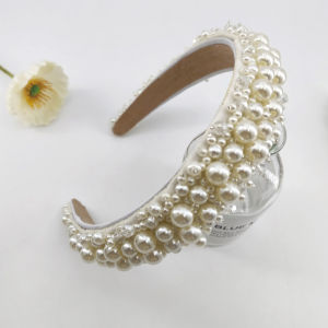 1.18inch Faux Pearl Crystal Fabric Plastic Headband Exquisite Hair Accessory Porm Party Head Dress Up
