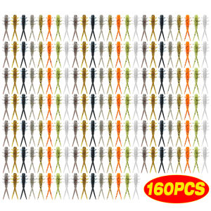 Spinpoler 160pcs 25mm TPR Micro Soft Worm Insect Shape Ajing Fishing Bait Microbait For Rock Ice Horse Mackerel Rockfish Tackle