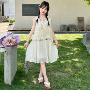 H.S.H Kids | Bohemian Princess Summer Dress Girls Vacation Style Beach Vest Skirt Children Fashionable Casual Mid Waist Length Skirt