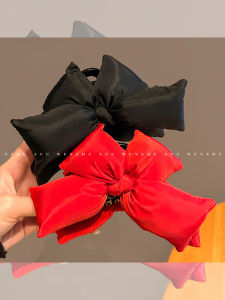 Elegant Large Butterfly Knot Hair Clip 3D Cotton Filled Womens Stylish Hair Accessories for Back of Head Bun Shark Clamp