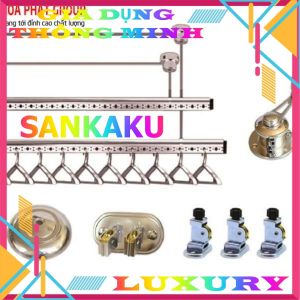 Phụ Kiện Giàn phơi quần áo thông minh nhập khẩu Sankaku phủ Niken sáng bóng chịu lực cao đẹp bền sang tiết kiệm diện tích