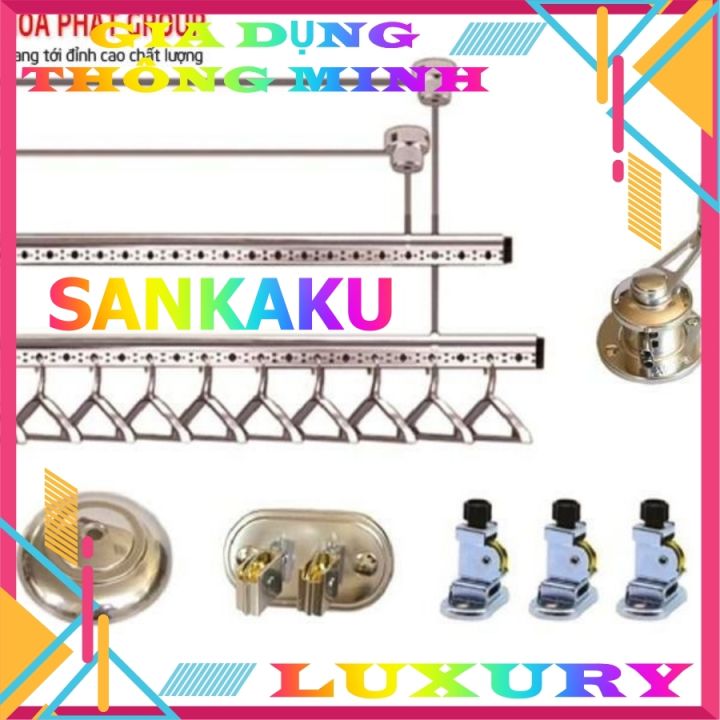 Phụ Kiện Giàn phơi quần áo thông minh nhập khẩu Sankaku phủ Niken sáng ...