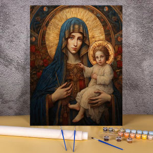 Acrylic Painting Paint By Numbers Jesus Canvas Picture for Living Room Wall Home Decor Holy Mother Pintura Number Drawing