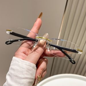 1/2Pcs Diamond Cut Rimless Clear Glasses