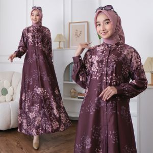 gamis motif simple gamis produk Humaira Khanza edisi Khanza dress gamis silk viral