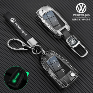 Phát sáng Silicon hợp kim kẽm Xe Thông Minh Lật chìa khóa thông minh Trường Hợp Bìa Chuỗi Đối Với Volkswagen Vento Áo polo đánh golf Beelte Scirocco Arteon Tiguan Passat Viloran Teramont X T-Cross Virtus Santana vỏ từ xa Chủ TPU Nút Bảo Vệ Keychain