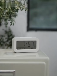 Multifunction LED Digital Alarm Clock with Adjustable Backlight & Snooze Displays Time Date Calendar & Indoor Temperature Compact Electronic Desktop Table Clock for Bedroom Dorm Office