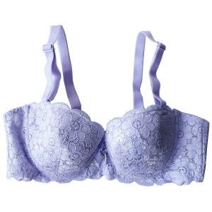 เสื้อชั้นในไร้โครงทรงครึ่งカップผ้าลูกไม้สีขาวบางเฉียบสำหรับผู้หญิง เสื้อชั้นในแบบมีโครงและเนื้อผ้าไนลอน