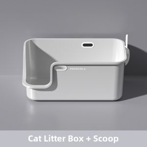 Large Enclosed Cat Litter Box with Anti-Splash and Anti-Odor Features Popocola