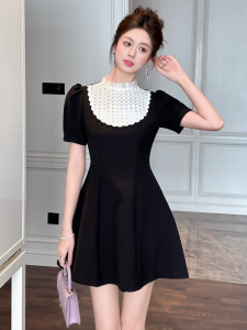 Happy Diva váy nữ váy tiệc sinh nhật váy nịt eo váy đen váy A váy cổ cao váy mini váy tiệc tốt nghiệp 9038