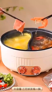 Ai Qi Pei 32CM Stainless Steel Double Flavour Mandarin Duck Hot Pot Household Large Capacity Non Stick Electric Hot Pot