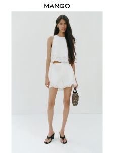 Mango | BOHO New Autumn Round Neck Sleeveless Embroidered Tank Top Set