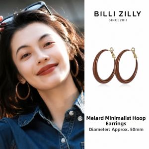 BILLI ZILLY | Retro Red Large Circle Earrings for Round Faces