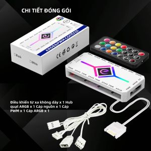 Zezzio | ZEZZIO Z-H8 9-Port ARGB RGB Fan Hub 5V 3PIN/12V 4PIN Bộ Chia Tín Hiệu Đa Chiều Với Nguồn SATA Và Bộ Điều Khiển Từ Xa Để Làm Mát Vỏ Máy Tính