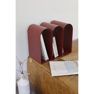 Hewu Institute the Newspaper Stand Book Shelf Nordic Display Stand Burgundy Red Minimalist Magazine Rack Floor-Standing Rack Side Table